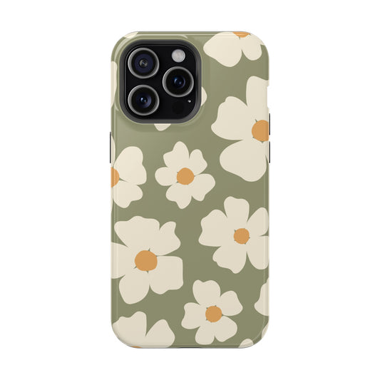 Simple White Floral (Green)