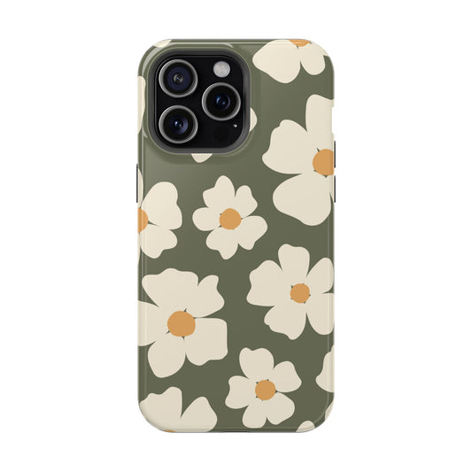 Simple White Floral (Green)