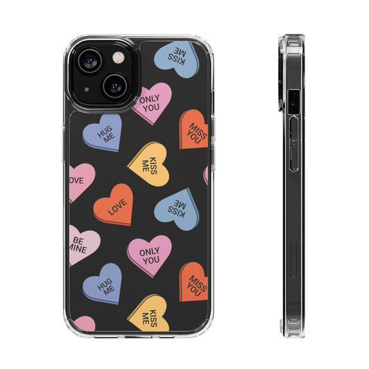 Candy Hearts Charm Clear Phone Case